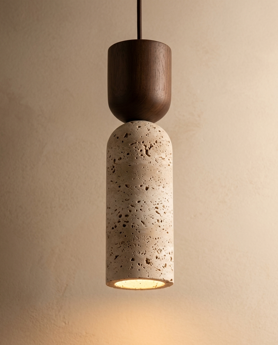 Travertine Cylinder Pendant Light