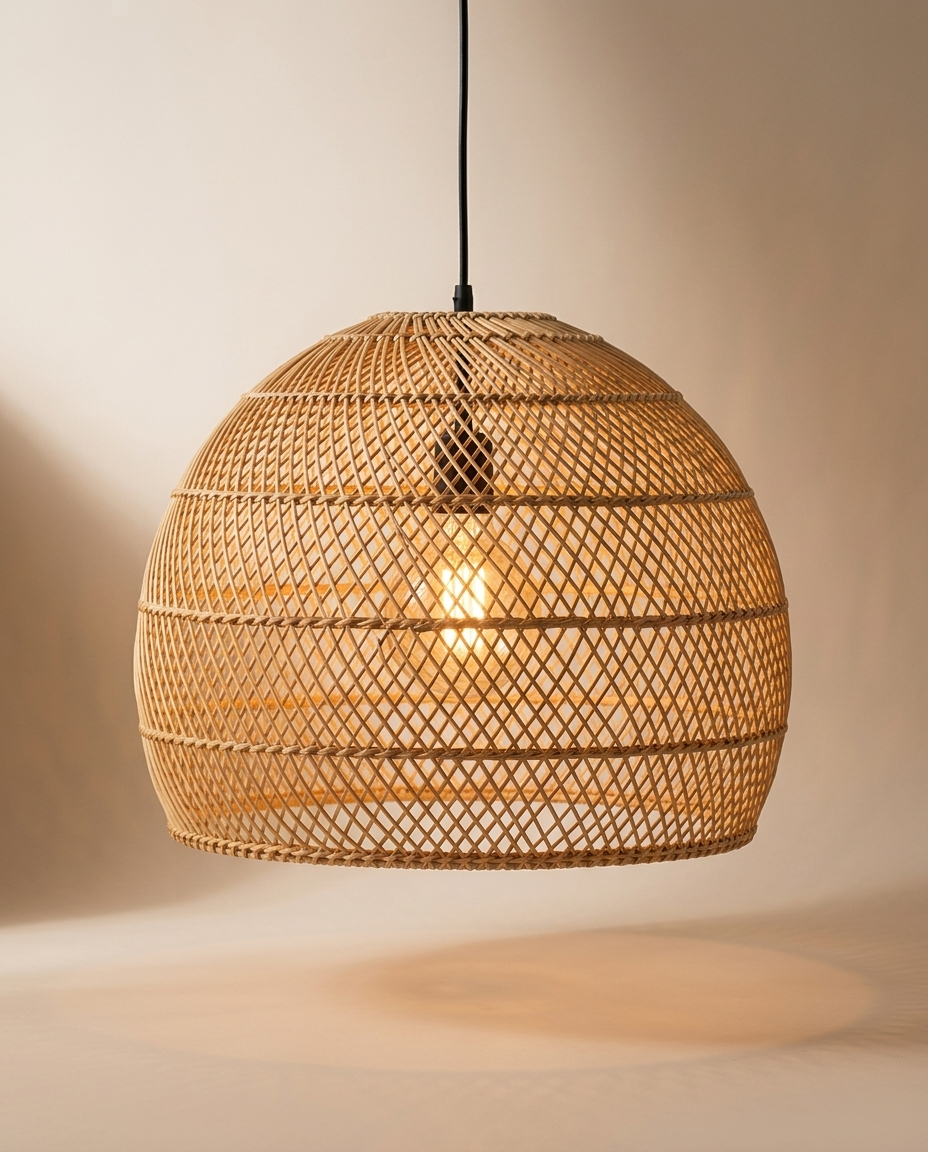 Woven Rattan Dome Pendant Light
