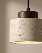 Wabi-Sabi Stone Cylinder Bedside Pendant