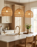 Woven Rattan Dome Pendant Light