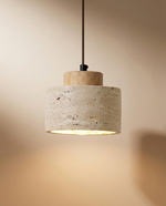 Wabi-Sabi Stone Cylinder Bedside Pendant