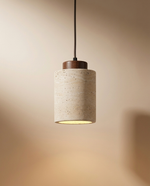 Wabi-Sabi Stone Cylinder Bedside Pendant
