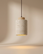 Wabi-Sabi Stone Cylinder Bedside Pendant