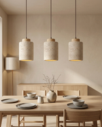 Wabi-Sabi Stone Cylinder Bedside Pendant