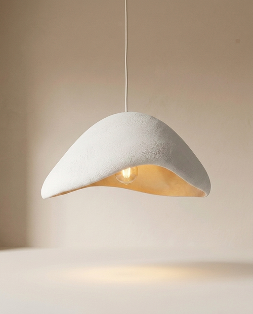 Wabi-sabi dome pendant light with matte plaster-effect finish, Pale Meridian